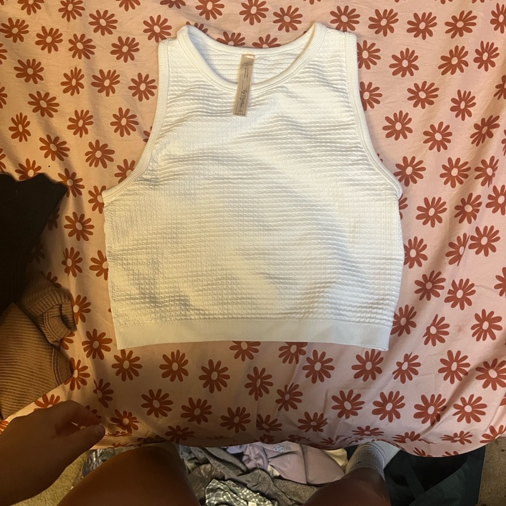 By Together White Textured Tank Top